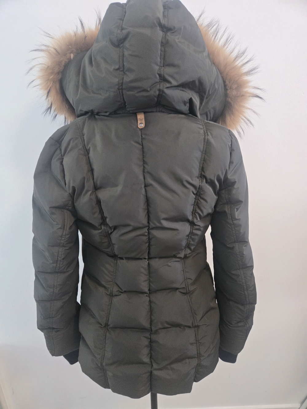 MACKAGE WOMEN ADALI ARMY FITTED DOWN COAT FUR HOOD SIZE S/P - Picture 7 of 16